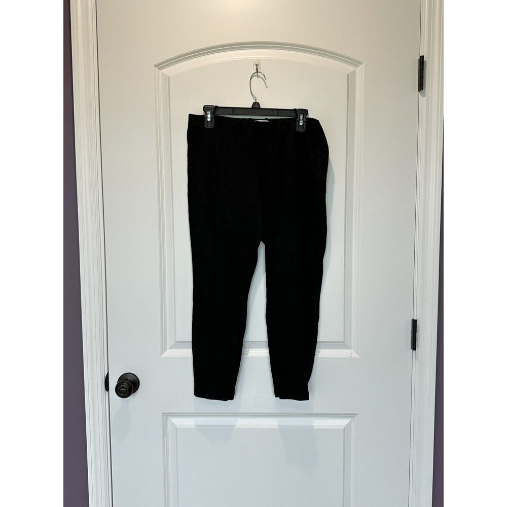 NANETTE Nanette Lepore Black Textured Print Pull-on Cropped Pants Size Large